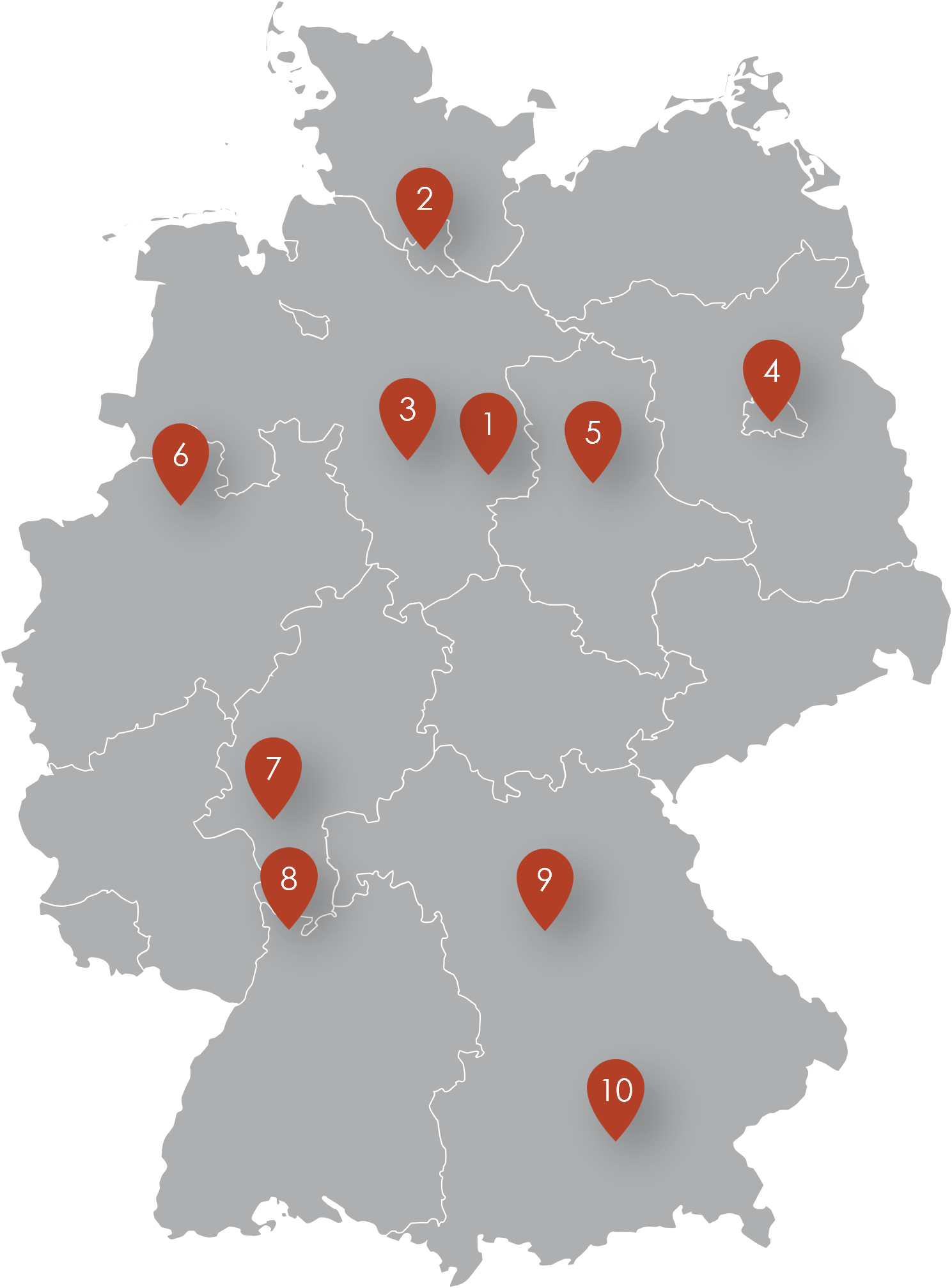 Landkarte BRAWO RE Standorte 2025